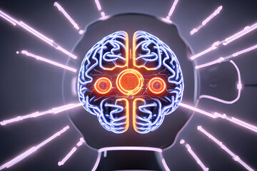 Graphic Concept of Cybernetics and Artificial Intelligence robotic Technology brain . Generative AI