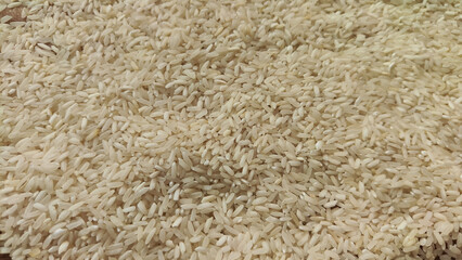 White cereals rice for background and texture. Product and food stored for a long time. Partial focus