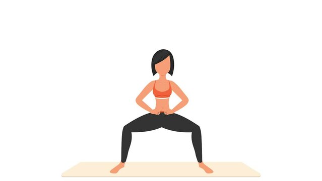 Plie squats exercise tutorial. Female workout on mat