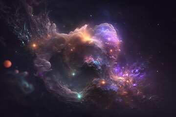 Fototapeta na wymiar A colorful galaxy with a blue and purple nebula made with generative AI