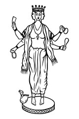 Mythology idols Brahma - vector illustration - Out line