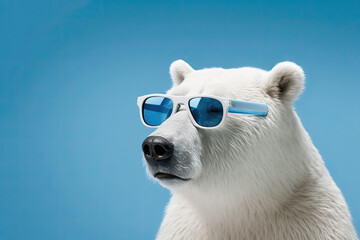 Cool polar bear with sunglasses. Generative AI