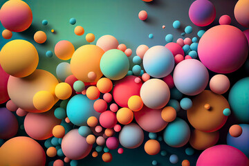 Fototapeta na wymiar Abstract background with Colorful rainbow matte soft balls in different sizes