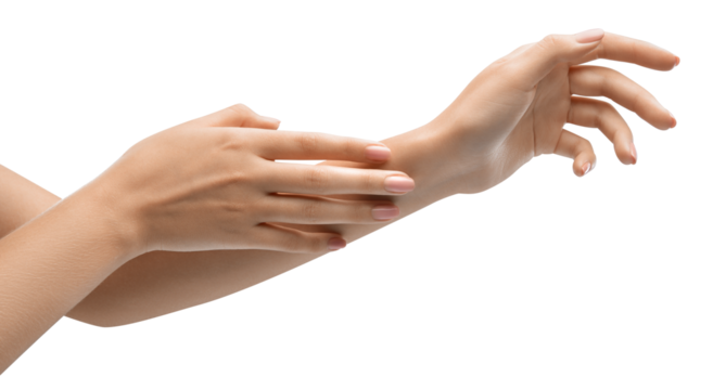 Soft hands are happy hands! Close-up of hands getting a refreshing hydration boost. Health and wellness websites or advertisements concept.