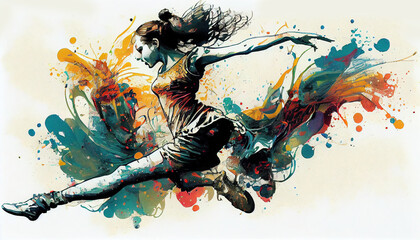 Colorful Watercolor Ballerina Hand Painted Ballet Dancer AI Generative