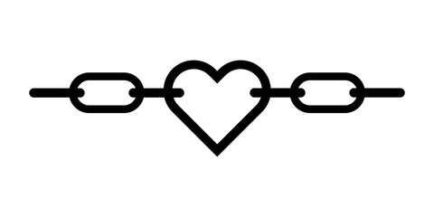 Metal heart with chains icon. Heart for design. Modern vector illustration.