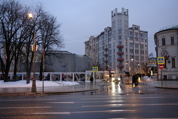 facades of buildings in Moscow