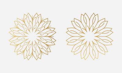 Pair of Beautiful Luxury Golden Abstract Flower Graphic Design Vector Template.