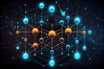 Fototapeta premium Blockchain technology. Featuring a futuristic and innovative design