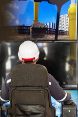 person in construction simulator