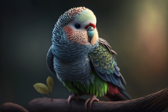 Cute parakeet pet bird. Generative AI
