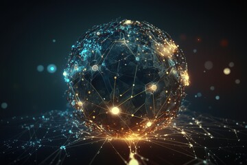 Global network connection concept. Big data visualization. Social network communication in the global computer networks. Internet technology. Business. Science. Ai