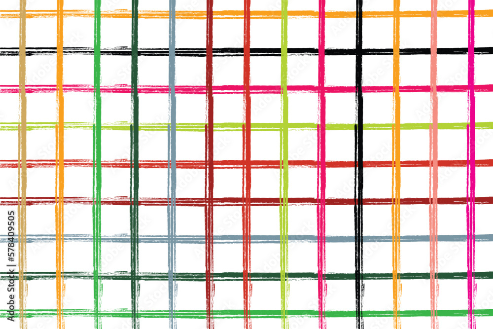 Poster abstract brush strokes checkered plaid pattern design.