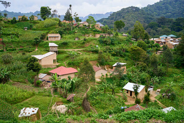 View of a hillside town near Bwindi Impenetrable Forest, Uganda