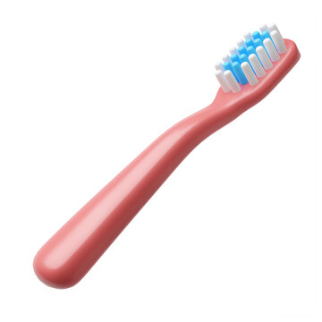 Cute cartoon style red toothbrush with transparent background 3d render