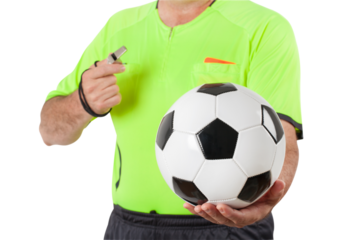 Football Soccer Referee Holding a Ball in His Hand