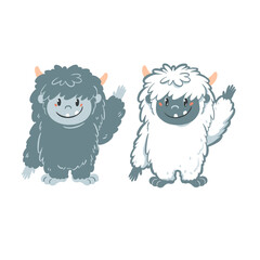 Fun yeti character, hand drawn vector illustration
