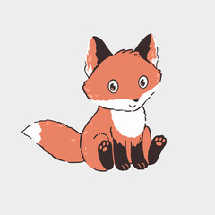 Cute fox character, vector hand drawn illustrations
