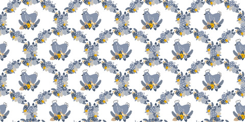 Easter pattern with chickens and eggs for Easter holiday
