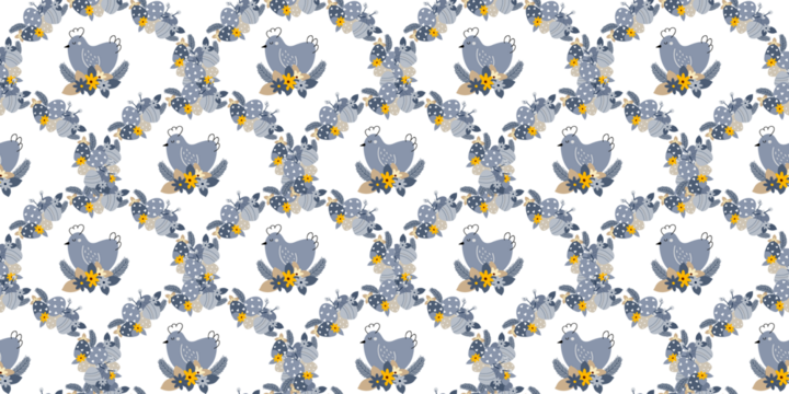 Easter pattern with chickens and eggs for Easter holiday