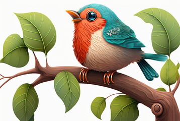 A beautiful bird sitting on a branch. An idea for a graphic for World Migratory Bird Day, created with Generative AI