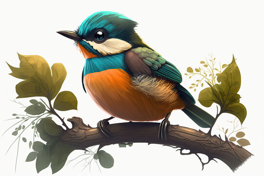 A beautiful bird sitting on a branch. An idea for a graphic for World Migratory Bird Day, created with Generative AI