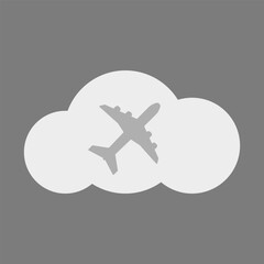 Airplane in the cloud vector. Cloud file storage icon about flights vector.