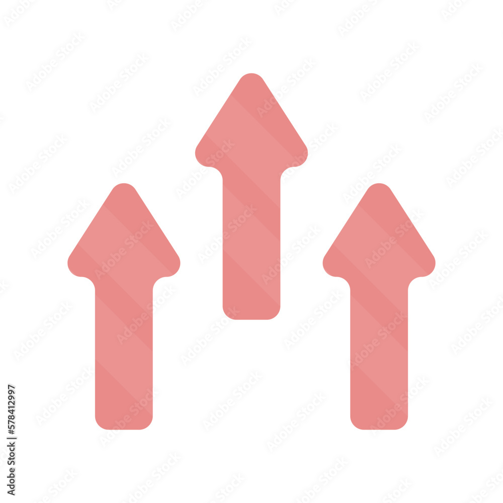 Poster three red arrows up vector. development vector concept. growth vector icon.