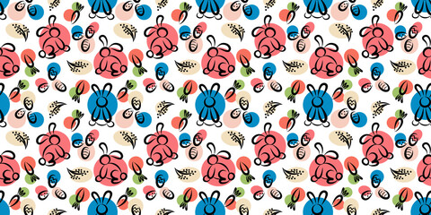 Linear Pattern with bunnies and carrots for Easter