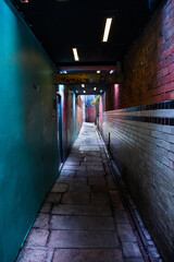 enclosed colourful alleyway in city