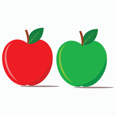 Two Beautiful Red & Green Apple-Vector Art word.