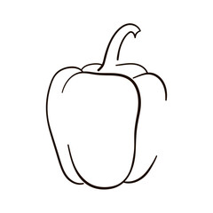 Bell pepper icon. Pepper in line art. Pepper vector illustration.