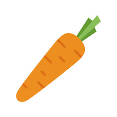 Carrot icon. Orange carrot with green tops from vegetable garden.