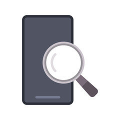 Search smartphone Icon. Smart phone with magnifier. Vector Illustration
