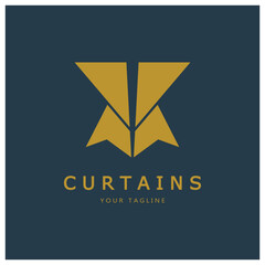 curtain logo illustration template,for Theater, home,hotel and apartment,furniture,badge,curtain business,vector
