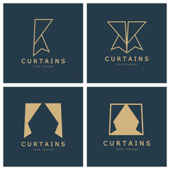 curtain logo illustration template,for Theater, home,hotel and apartment,furniture,badge,curtain business,vector