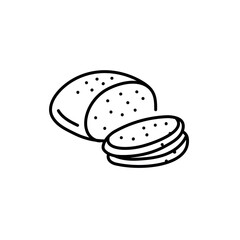 Sliced grain bread black line icon. Bakery.