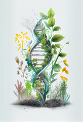 DNA research, biological laboratory, study of gene therapy in nature concept, white background, corporate style.