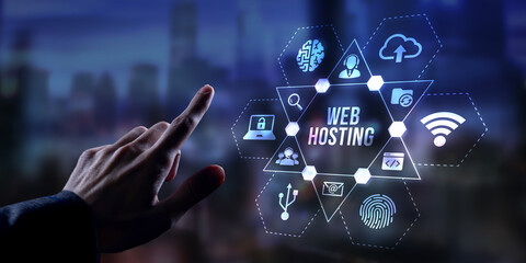 Internet, business, Technology and network concept. Web Hosting. The activity of providing storage...
