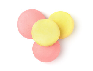 Colorful cakes isolated on white.