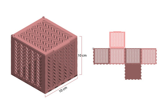 Herringbone detailed box. Decorative elements. box laser cut template. Jewellery box digital template vector files. Gift box template. (plywood 3 mm)