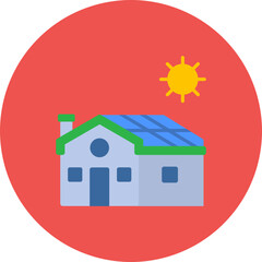 Solar Panel Multicolor Circle Flat Icon
