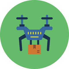 Drone Multicolor Circle Flat Icon