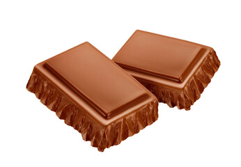 pedaços de chocolate quebrado em fundo transparente