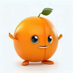Happy orange fruit mascot illustration design. Cute fruit character generative ai