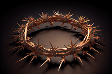 Fototapeta premium 3D Crown of thorns of jesus christ, realistic. Generative Ai