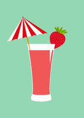 A set of vector cocktail icons - mojito, milk, strawberry, citrus, cherry