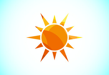 Abstract polygonal sun logo design, Solar sunburst icon. Geometric triangle shapes