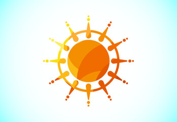 Abstract polygonal sun logo design, Solar sunburst icon. Geometric triangle shapes