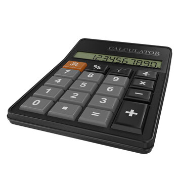 Black digital calculator. 3d illustration